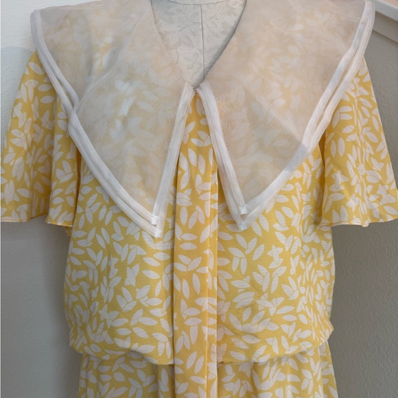 Vintage 70s 80s Diane von Furstenberg Women's Floral Yellow Midi Dress Large XL - Picture 2 of 6